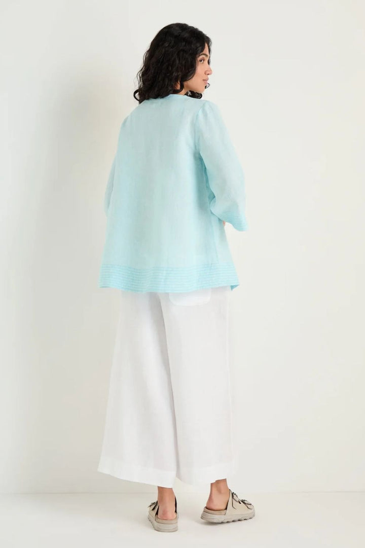 LINEN TICKING STRIPE PLACKET TUNIC | COL=MIX