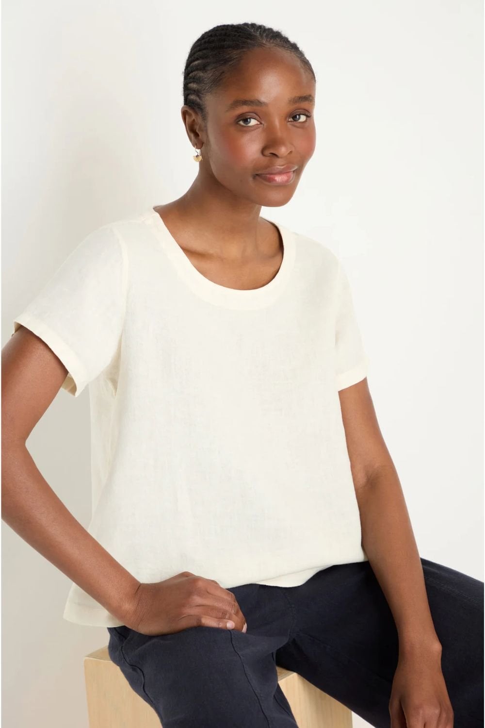 LINEN T SHIRT | COL=ECRU