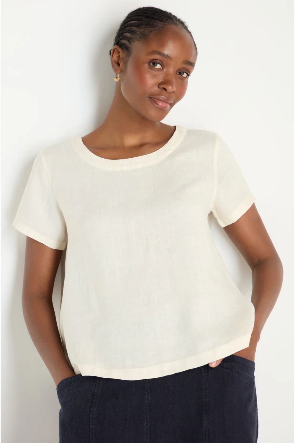 LINEN T SHIRT | COL=ECRU
