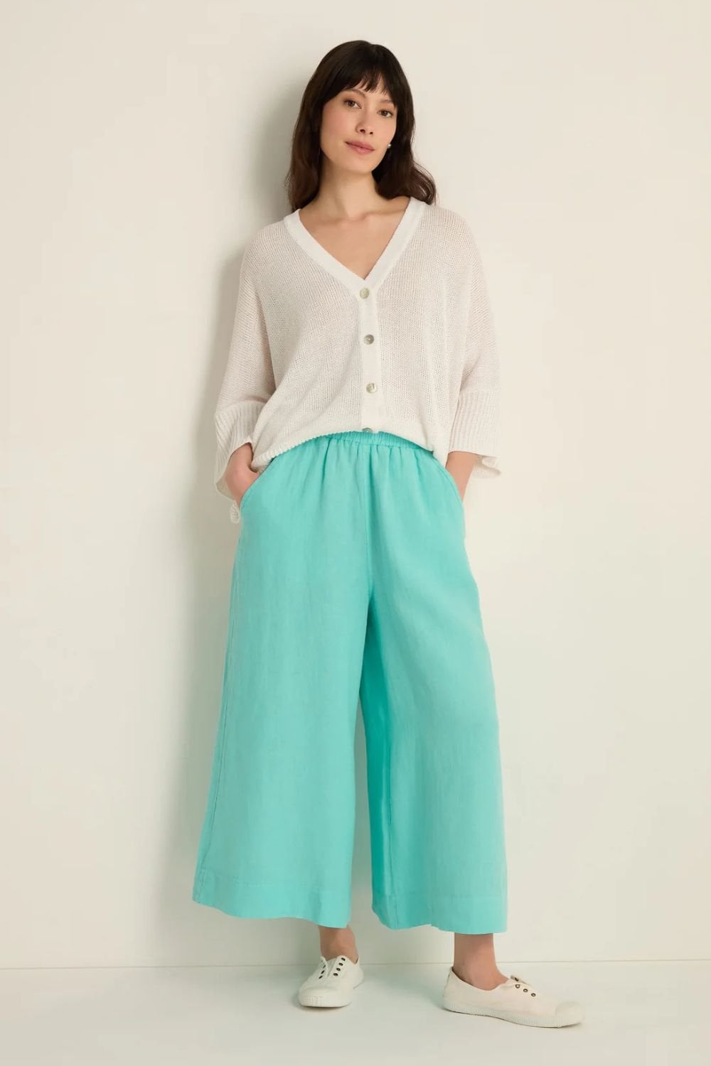 LINEN WIDE TROUSER | COL=AQUA