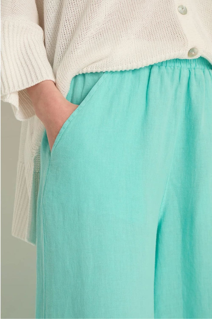 LINEN WIDE TROUSER | COL=AQUA