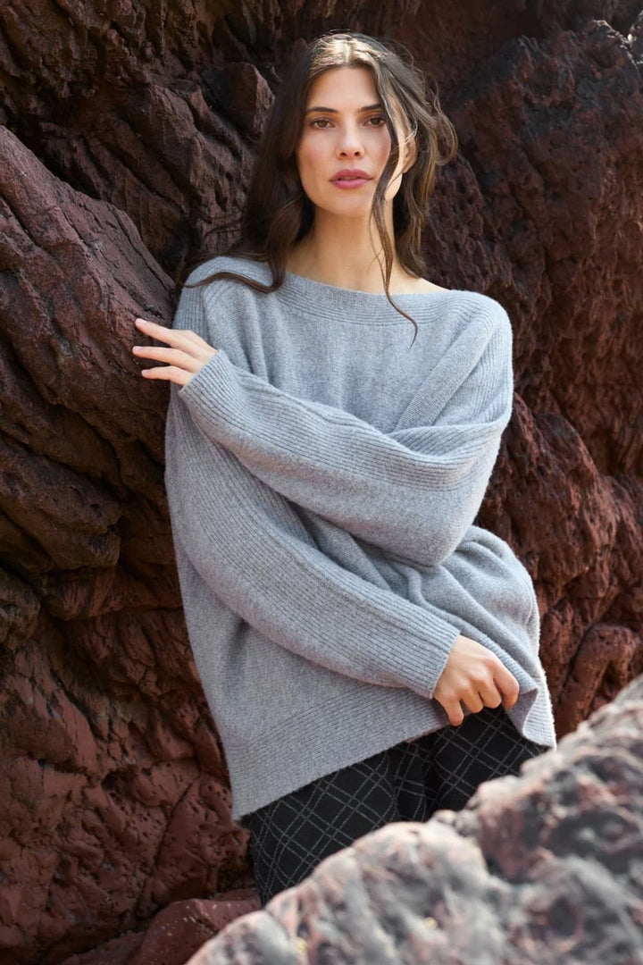 MERINO RIB DETAIL JUMPER | COL=DOVE,FLAMINGO