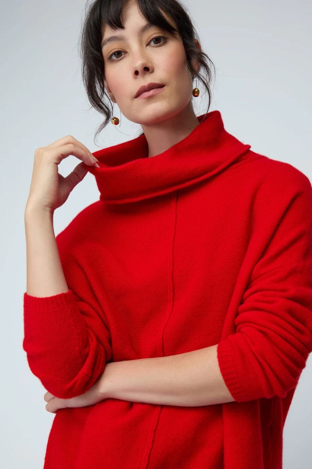 MERINO WOOL COWL NECK JUMPER | COL=CHILLI,COBALT,DAMSON