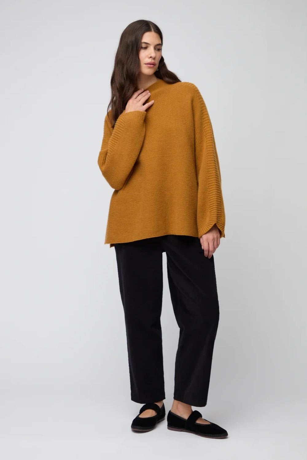 MERINO WOOL STITCH JUMPER | COL=OCHRE