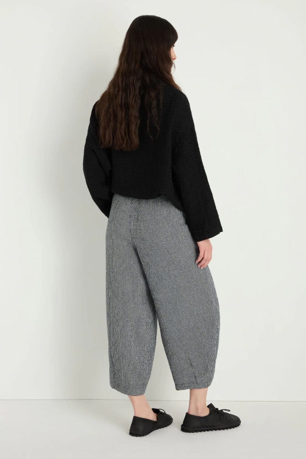MICRO GINGHAM BUBLE TROUSER | COL=BLACK/WHITE