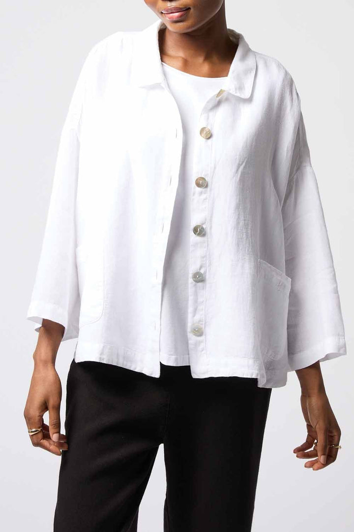 ORGANZA LINEN BOXY JACKET | COL=WHITE
