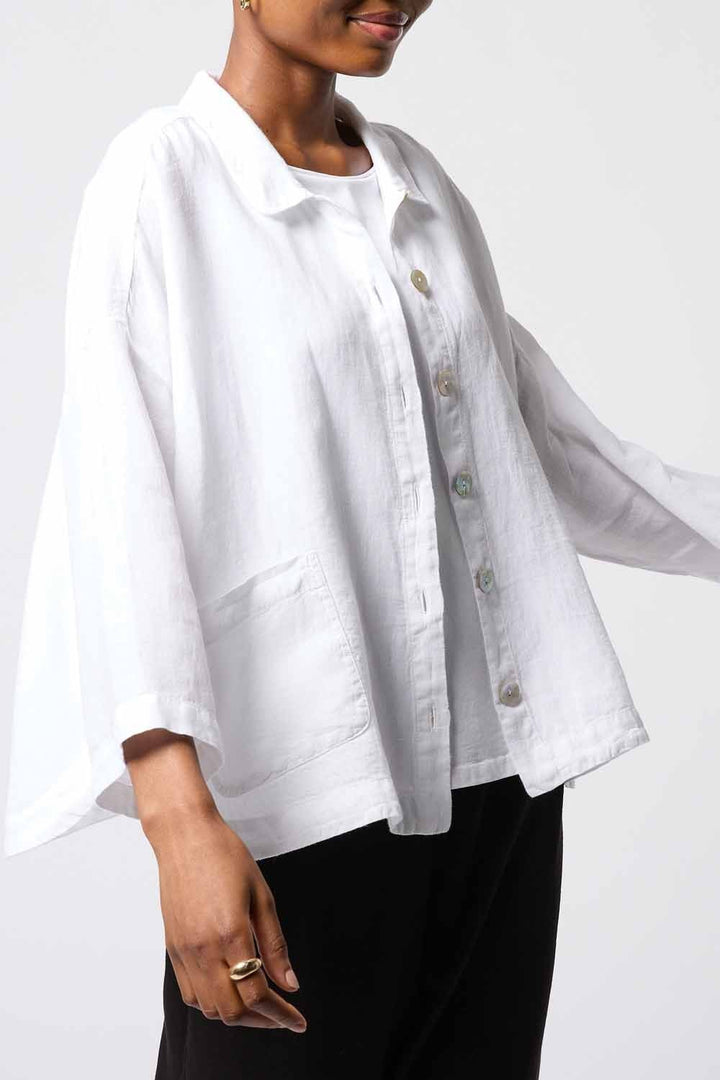 ORGANZA LINEN BOXY JACKET | COL=WHITE