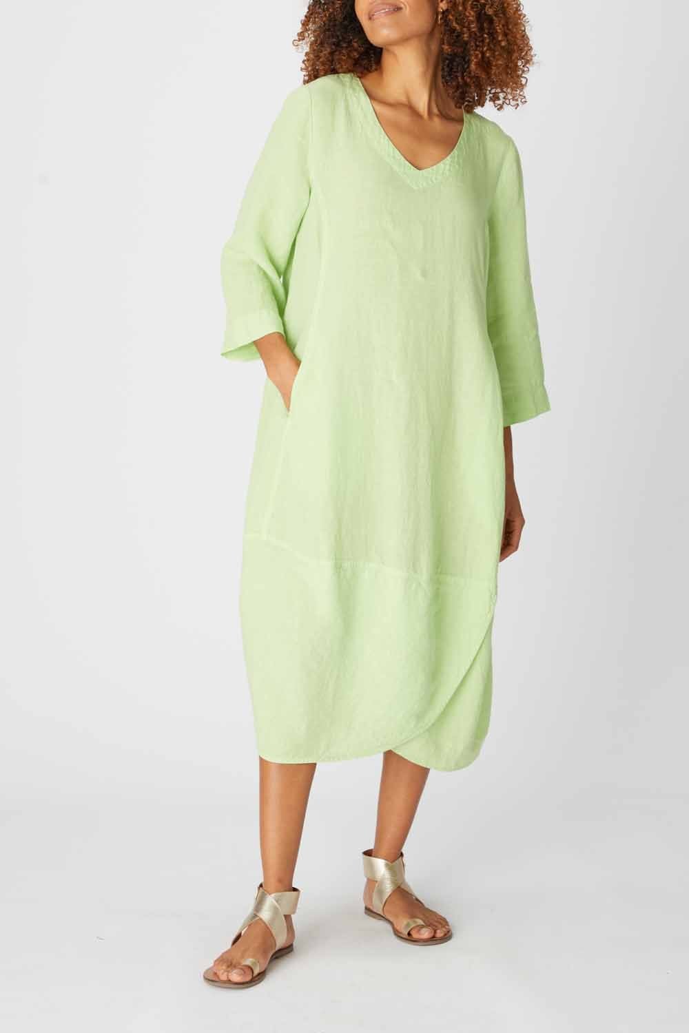 ORGANZA LINEN BUBBLE DRESS | COL=CORNFLOWER,TEA GREEN