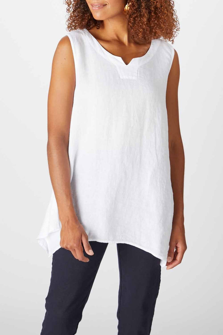 ORGANZA LINEN POINT HEM VEST | COL=WHITE