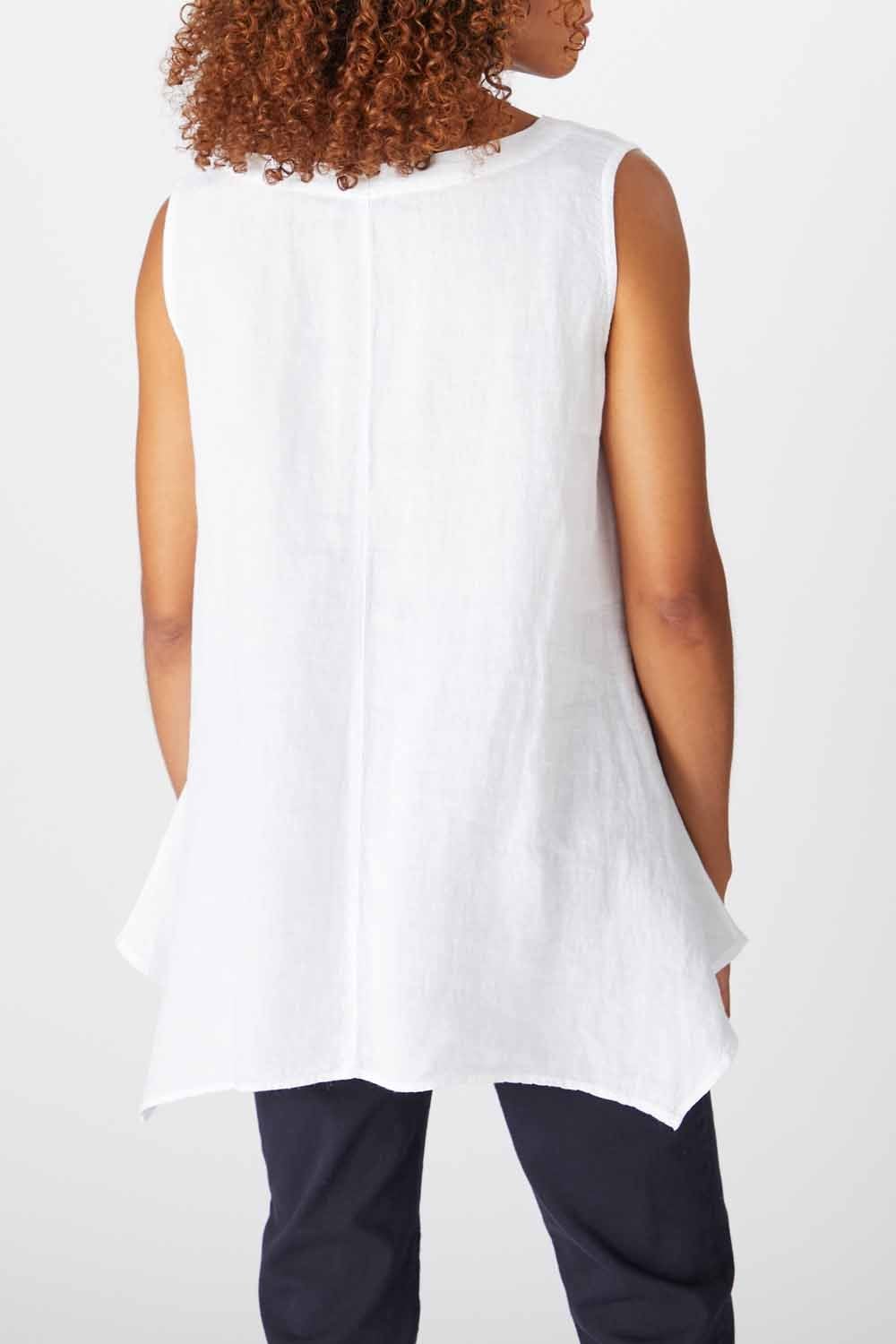 ORGANZA LINEN POINT HEM VEST | COL=WHITE