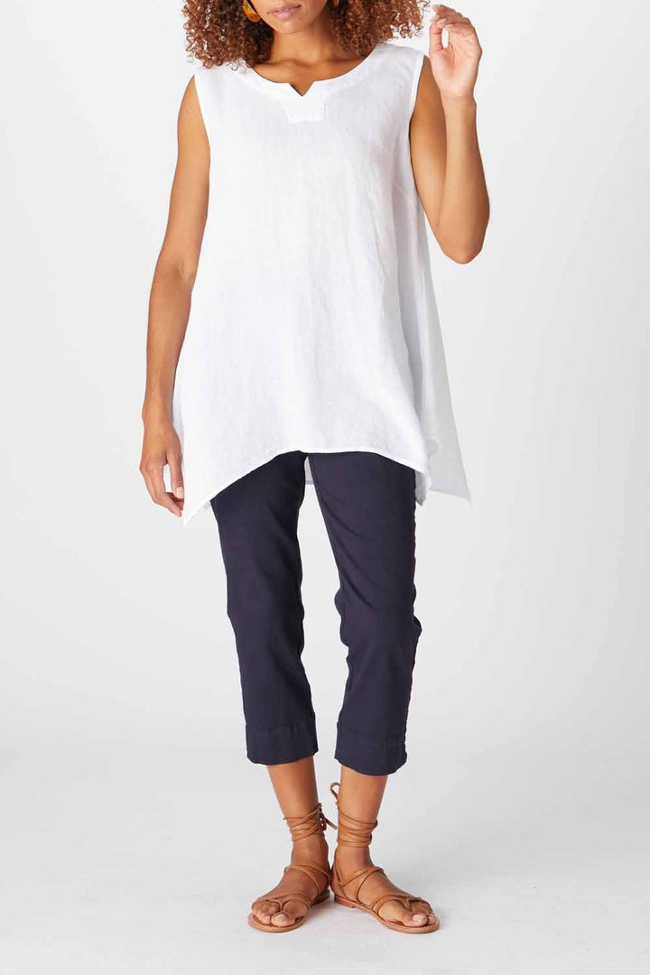 ORGANZA LINEN POINT HEM VEST | COL=WHITE
