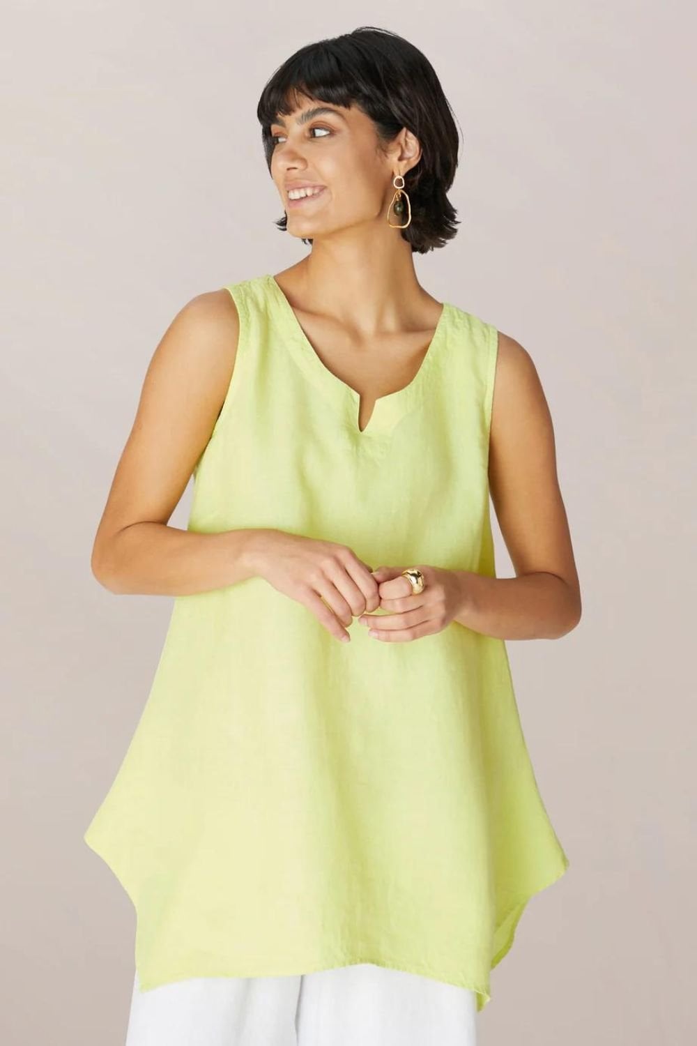 ORGANZA LINEN POINT HEM VEST | COL=CITRUS