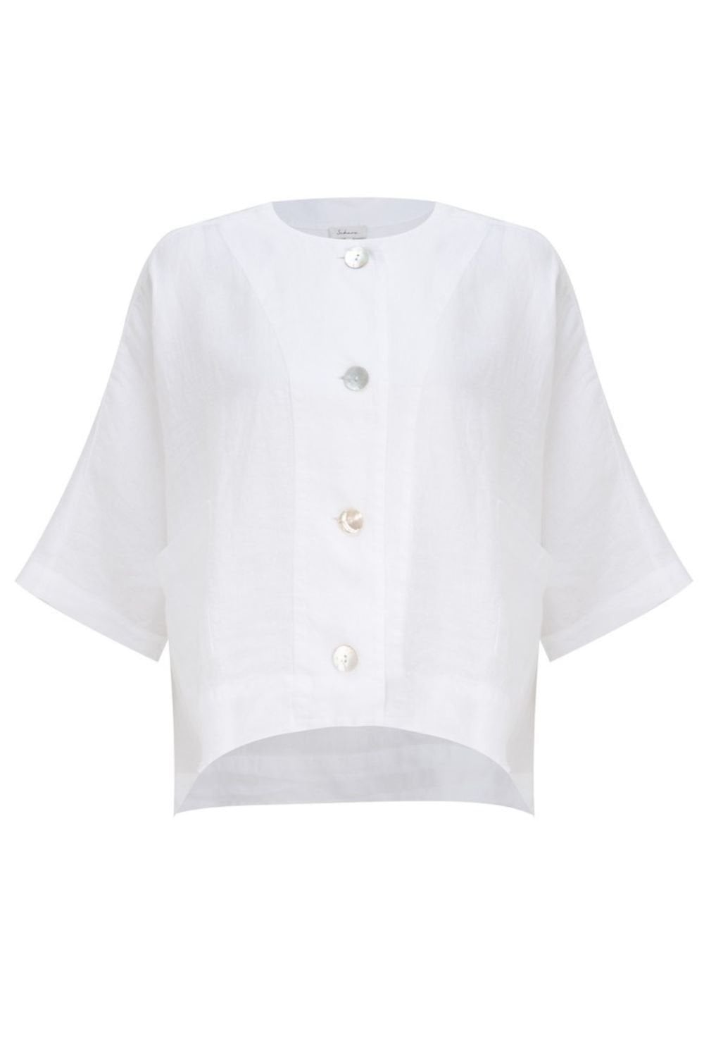 ORGANZA LINEN RELAXED JACKET | COL=WHITE
