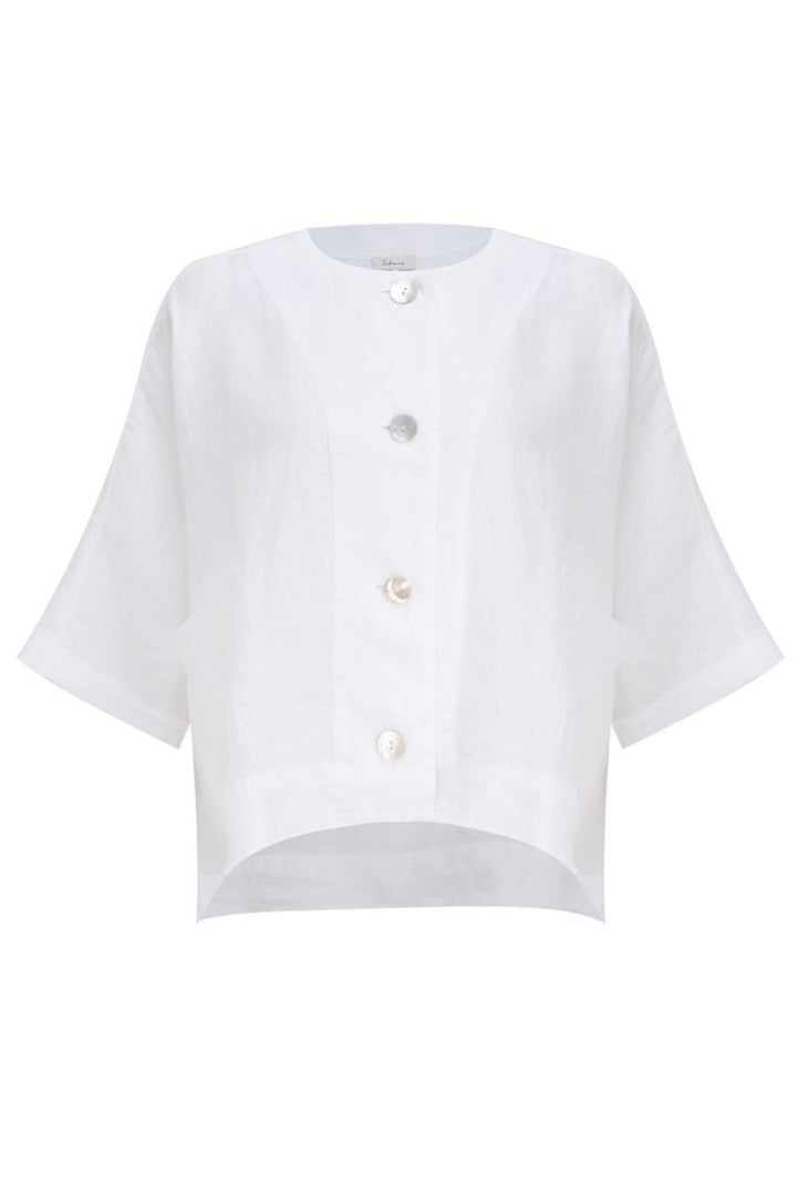 ORGANZA LINEN RELAXED JACKET | COL=WHITE