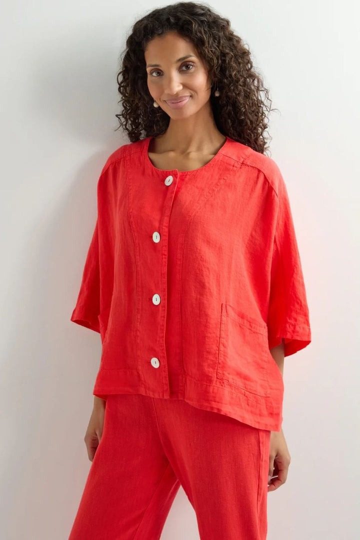 ORGANZA LINEN RELAXED JACKET | COL=SCARLET
