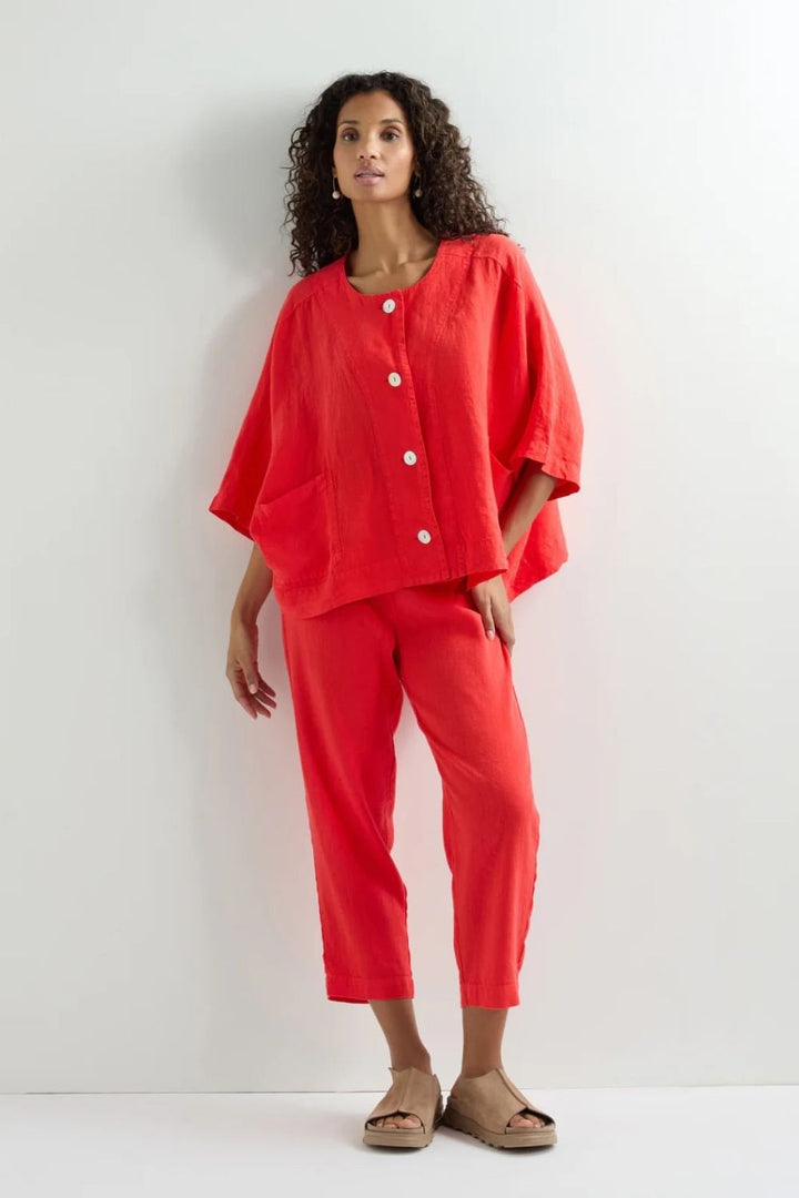 ORGANZA LINEN RELAXED JACKET | COL=SCARLET