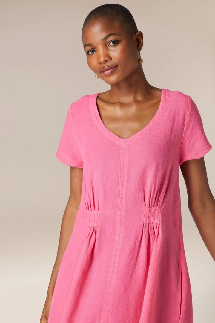 ORGANZA LINEN TUCK DETAIL DRESS | COL=BARDOT