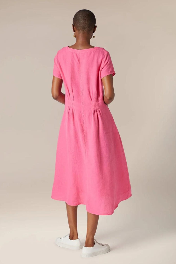 ORGANZA LINEN TUCK DETAIL DRESS | COL=BARDOT