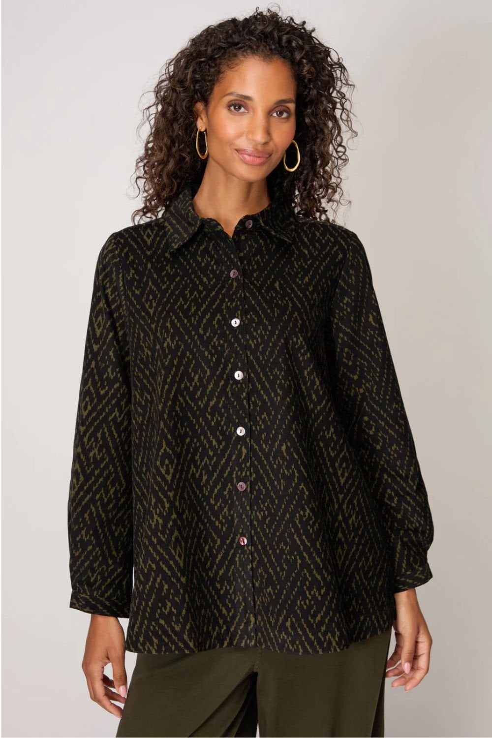 ORNATE TEXTURED CORD SHIRT | COL=KHAKI
