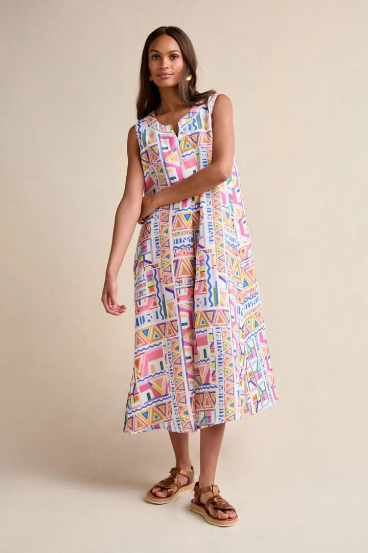 PAINTED GEOMETRY A LINE DRESS | COL=MULTI