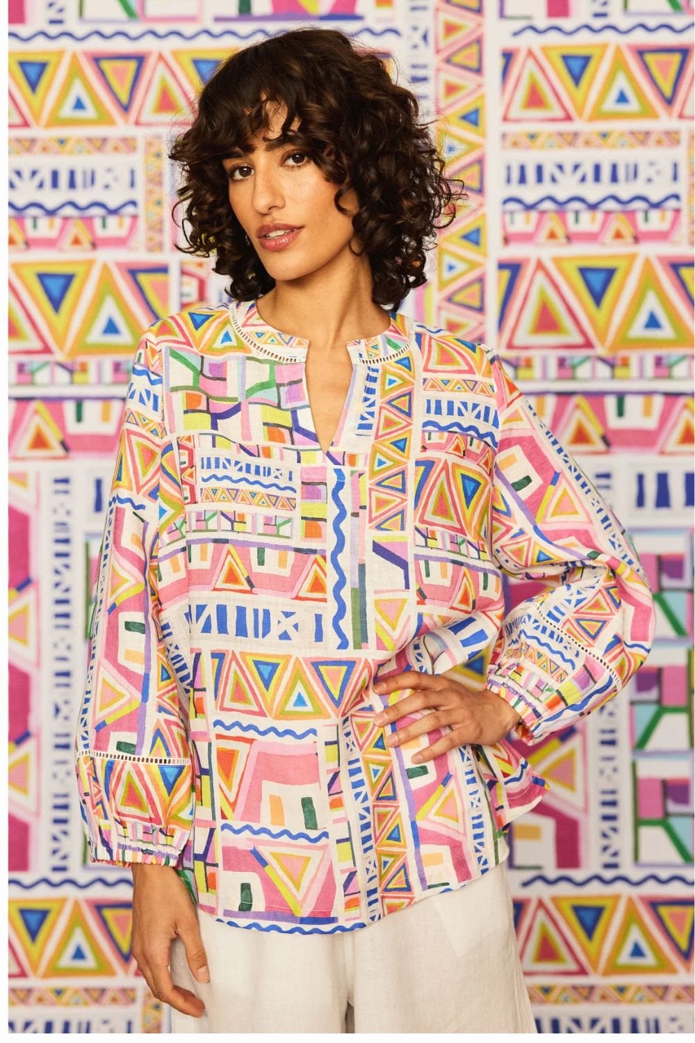 PAINTED GEOMETRY BLOUSE | COL=MULTI