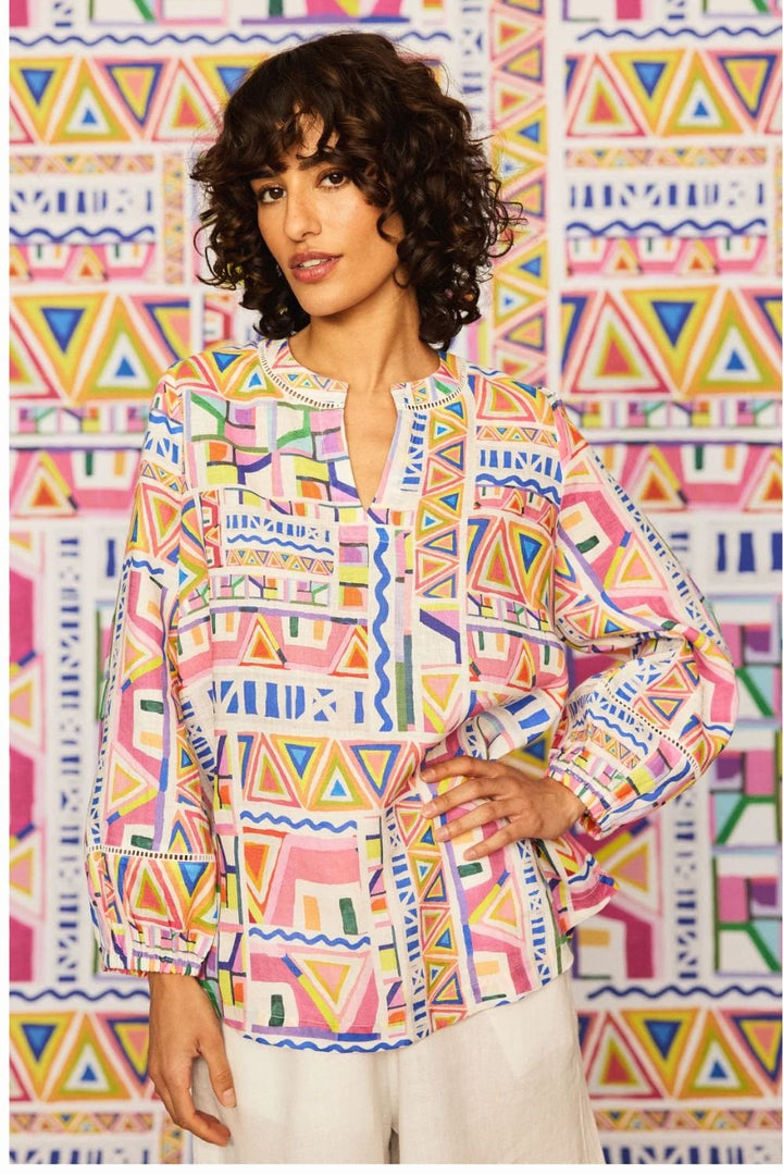 PAINTED GEOMETRY BLOUSE | COL=MULTI