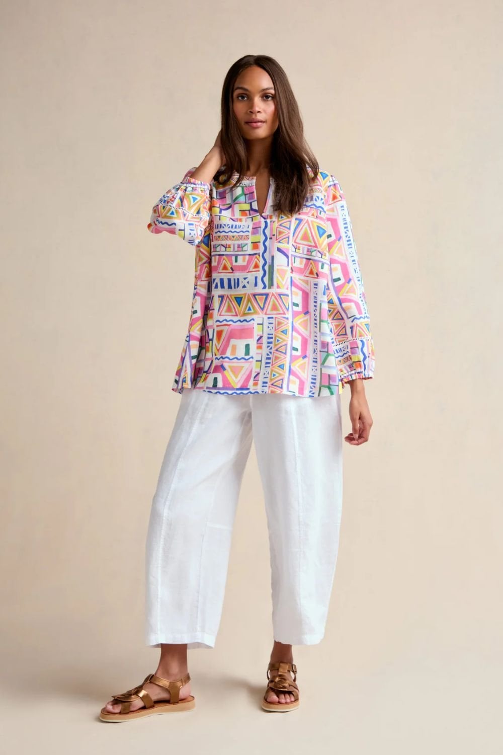 PAINTED GEOMETRY BLOUSE | COL=MULTI