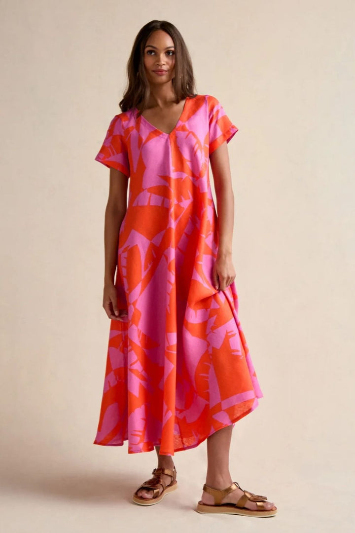 PALM PRINT MIRAGE DRESS | COL=PINK