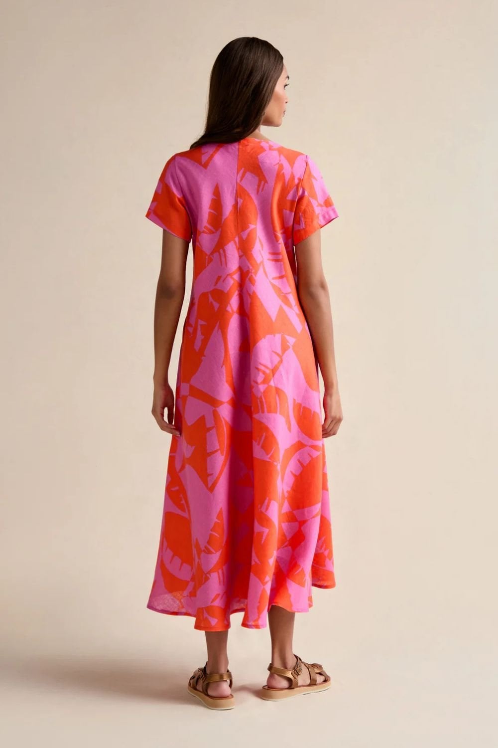 PALM PRINT MIRAGE DRESS | COL=PINK