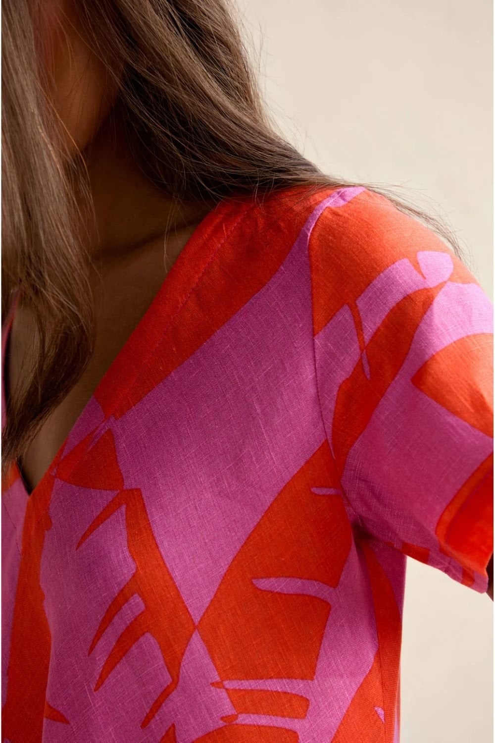 PALM PRINT MIRAGE DRESS | COL=PINK