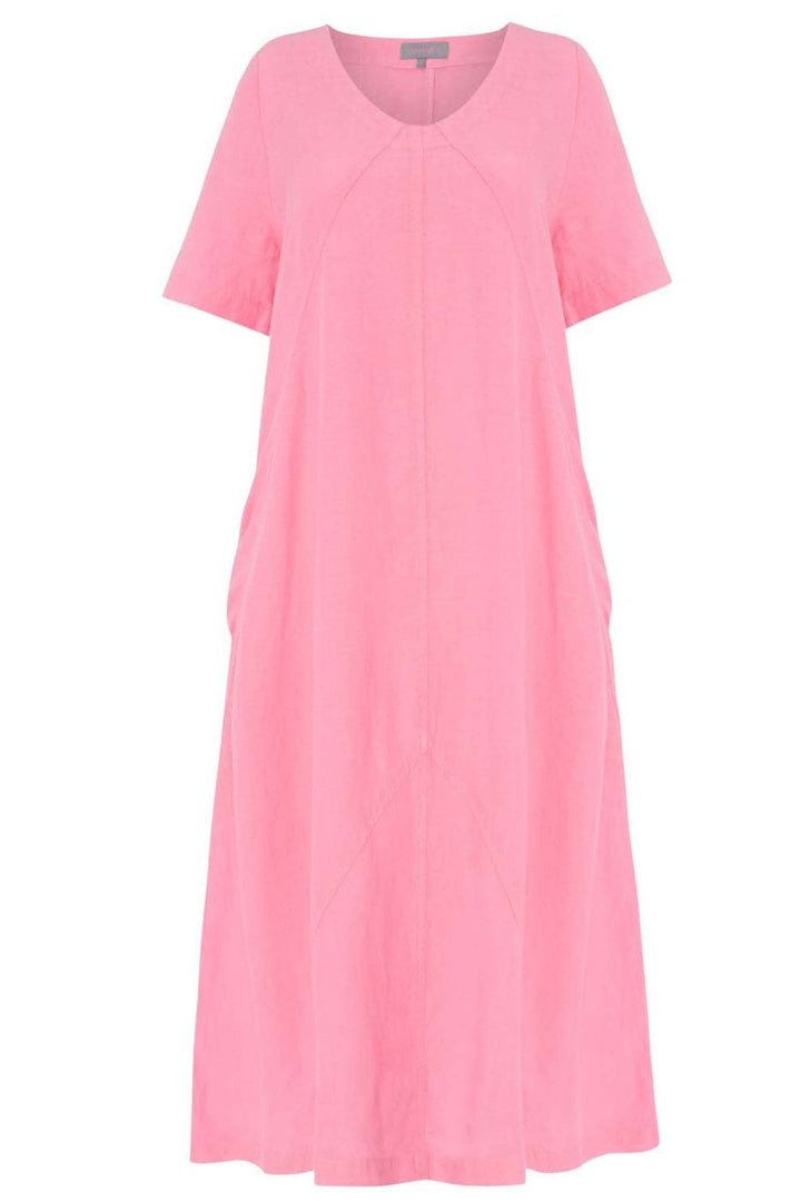 PANELLED A LINE LINEN DRESS | COL=AZALEA