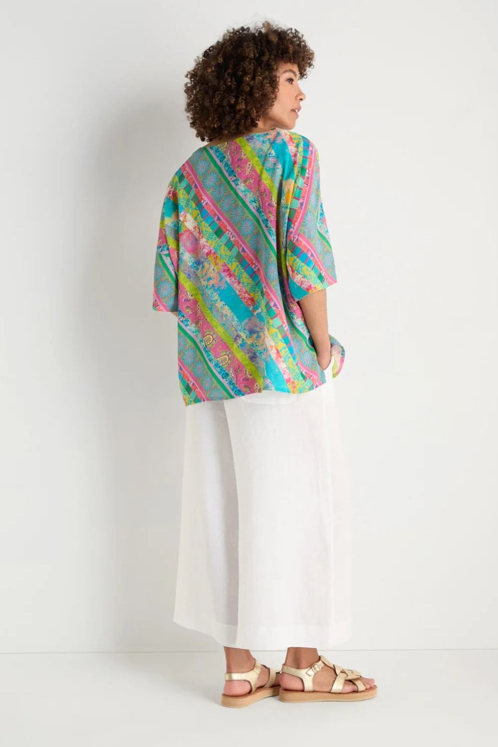 PATCHWORK STRIPE BOXY TOP | COL=MULTI