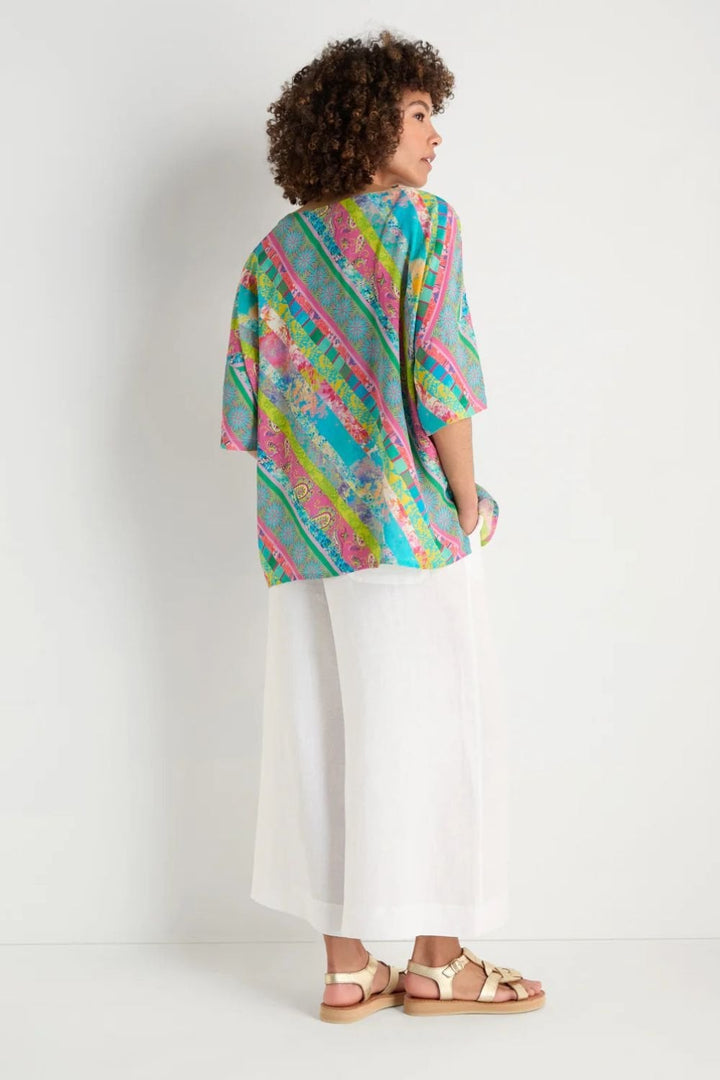PATCHWORK STRIPE BOXY TOP | COL=MULTI