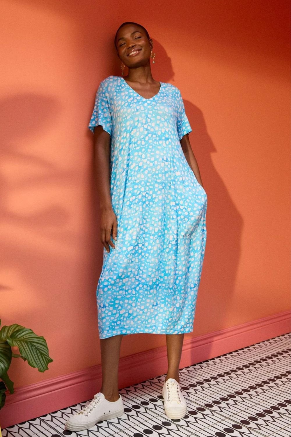 PEBBLE PRINY JERSEY BUBBLE DRESS | COL=AQUA