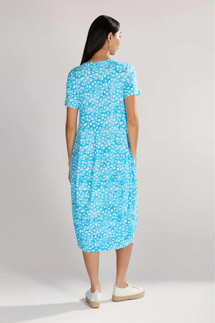 PEBBLE PRINY JERSEY BUBBLE DRESS | COL=AQUA