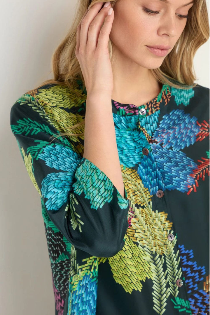 PIXCELATED PETALS SILK SHIRT | COL=MULTI