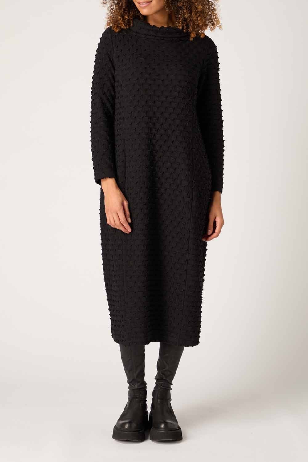 POCKET JERSEY BUBBLE  DRESS | COL=BLACK
