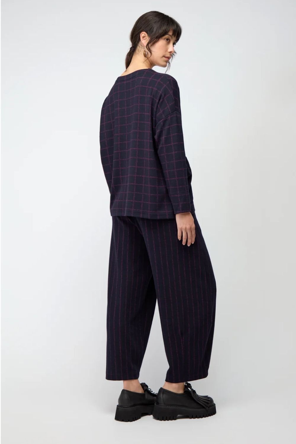 SMALL BROKEN CHECK STRIPE BOXY TOP | COL=NIGHT