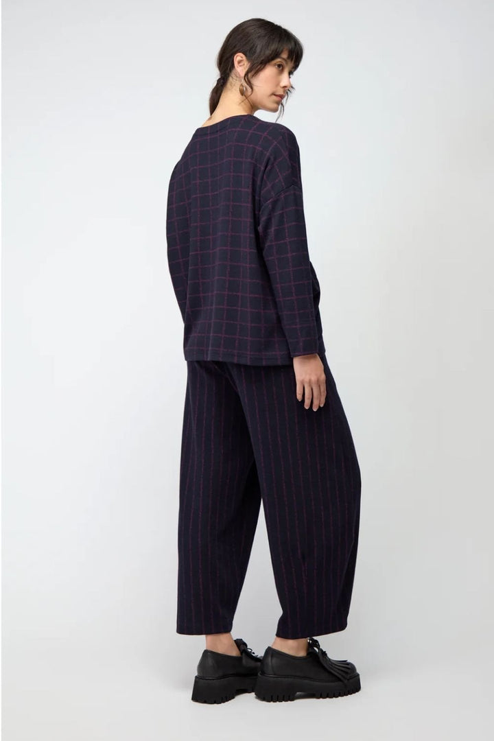 SMALL BROKEN CHECK STRIPE BOXY TOP | COL=NIGHT