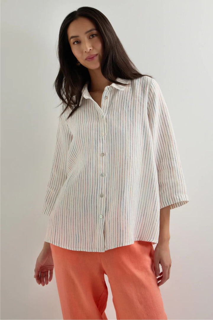 SPACE DYE STRIPE SHIRT | COL=WHITE