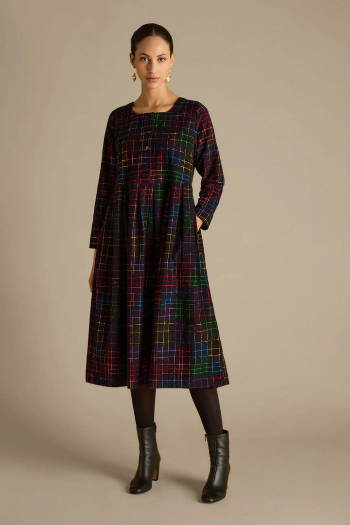STITCHED CHECK CORD  DRESS | COL=MULTI