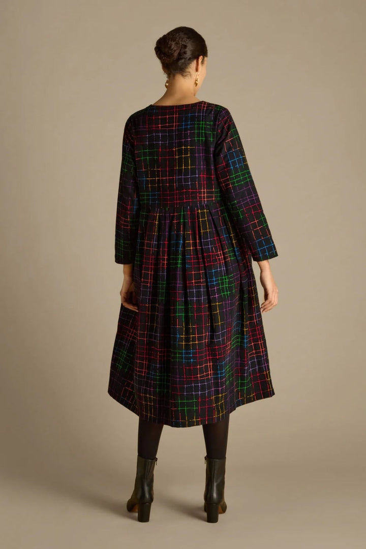 STITCHED CHECK CORD  DRESS | COL=MULTI