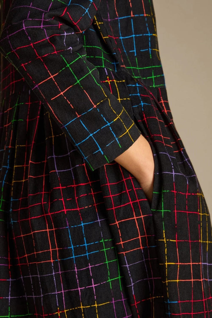 STITCHED CHECK CORD  DRESS | COL=MULTI
