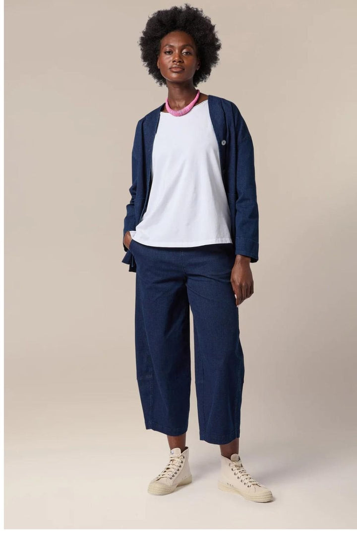 STRETCH DENIM BUBBLE TROUSER | COL=DENIM