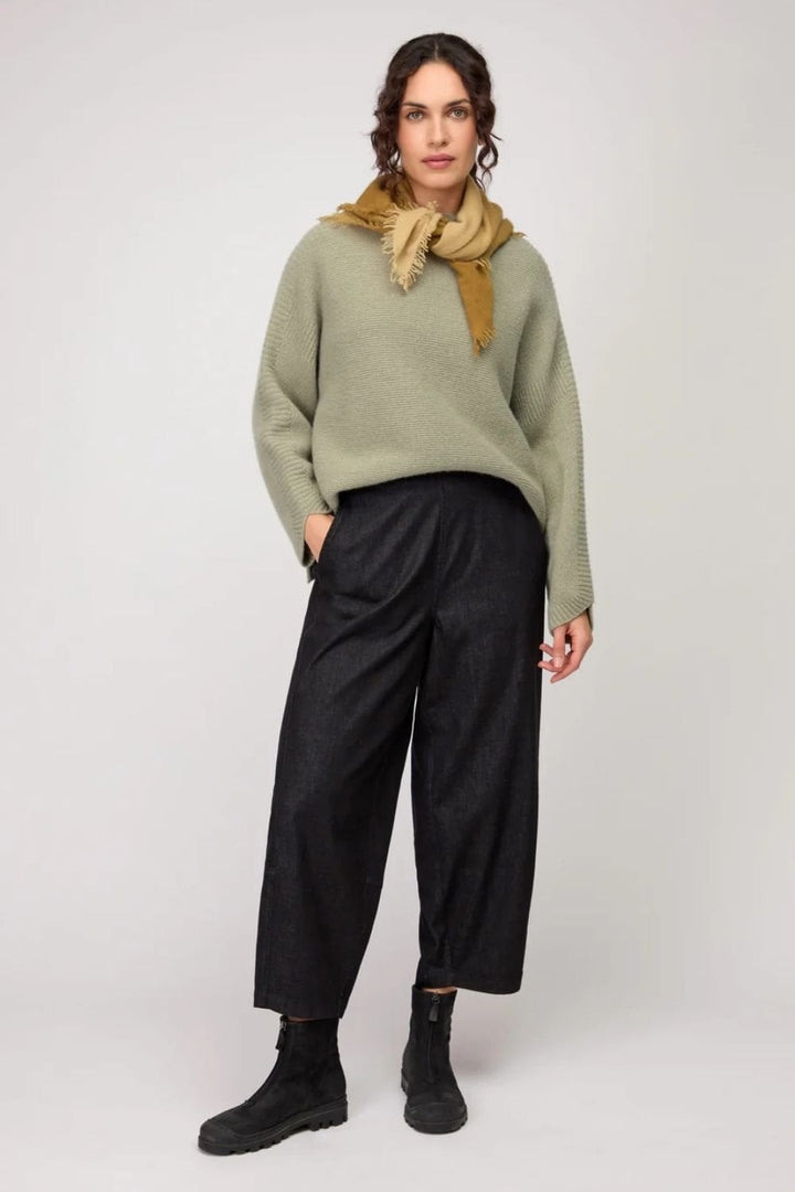 STRETCH DENIM BUBBLE TROUSER | COL=BLACK