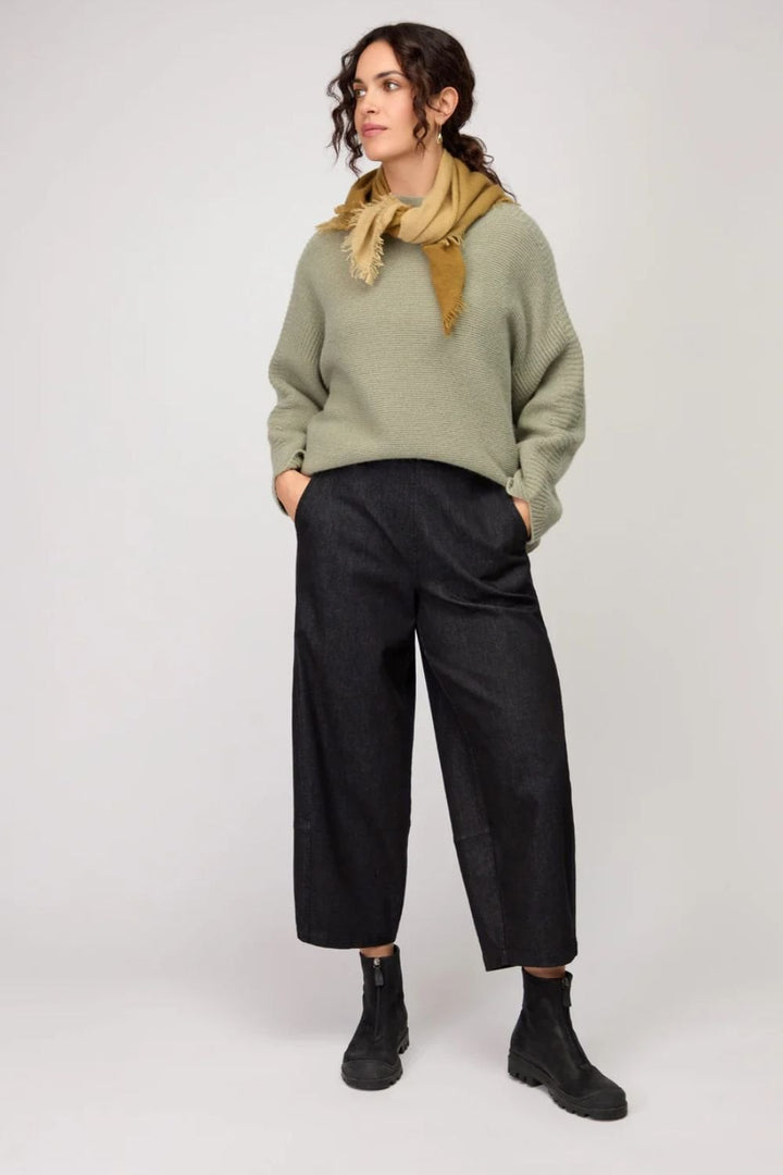 STRETCH DENIM BUBBLE TROUSER | COL=BLACK