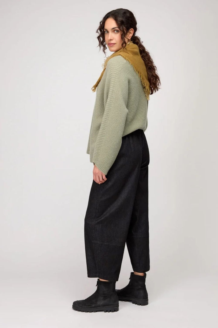 STRETCH DENIM BUBBLE TROUSER | COL=BLACK