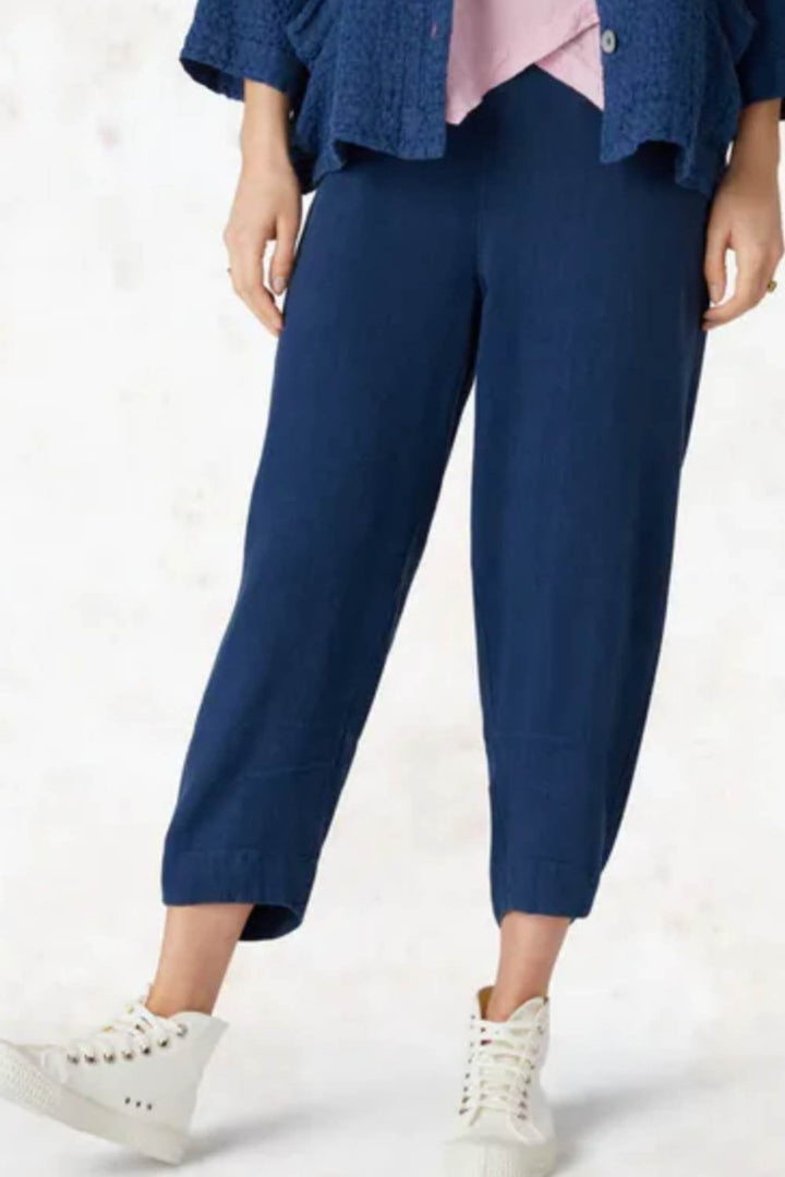 TEXTURE LINEN CROP BUBBLE PANT | COL=BLACK,MIDNIGHT,OPTIC WHITE
