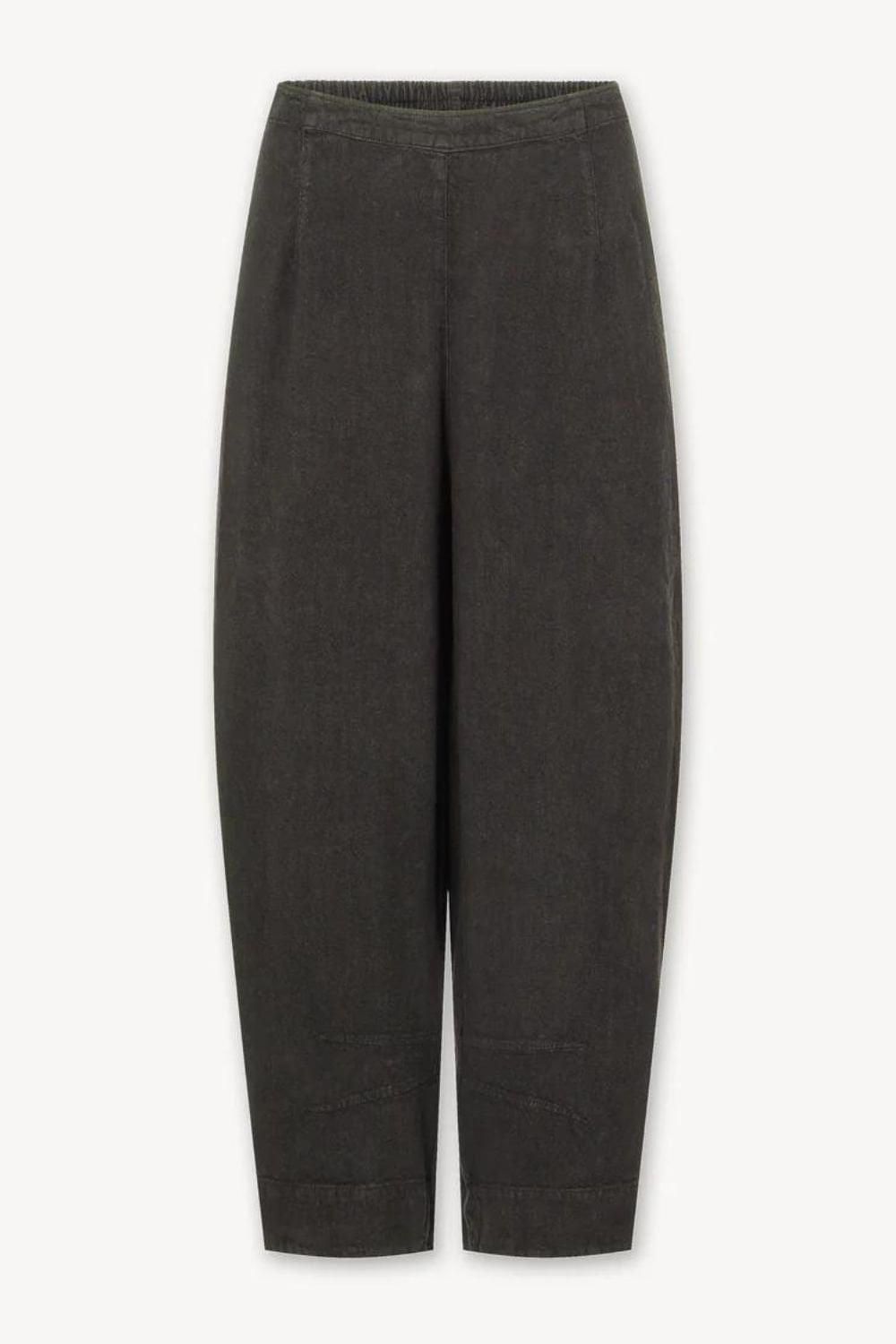 TEXTURE LINEN CROP BUBBLE PANT | COL=BLACK