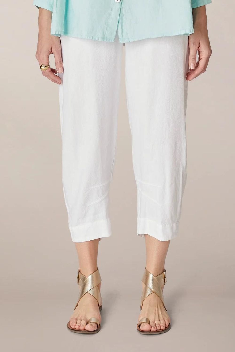 TEXTURE LINEN CROP BUBBLE PANT | COL=MIDNIGHT,WHITE